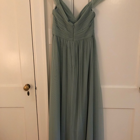 David’s Bridal Dusty Sage Soft Net Gown - Picture 3 of 10